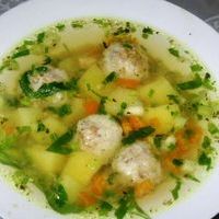 Суп картофельный с рыбными фрикадельками